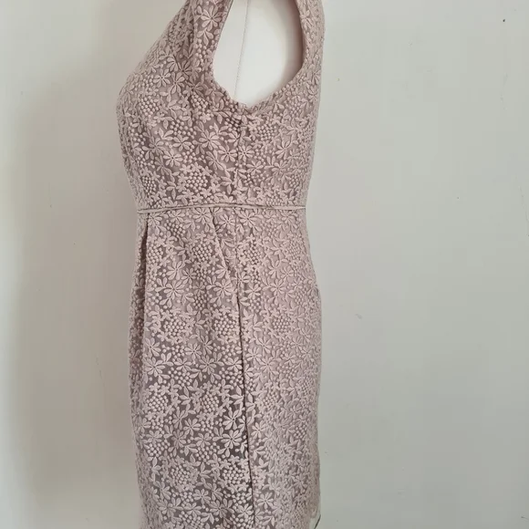 Mint Velvet taupe floral pencil dress size 16 sleeveless pockets - Picture 5 of 9